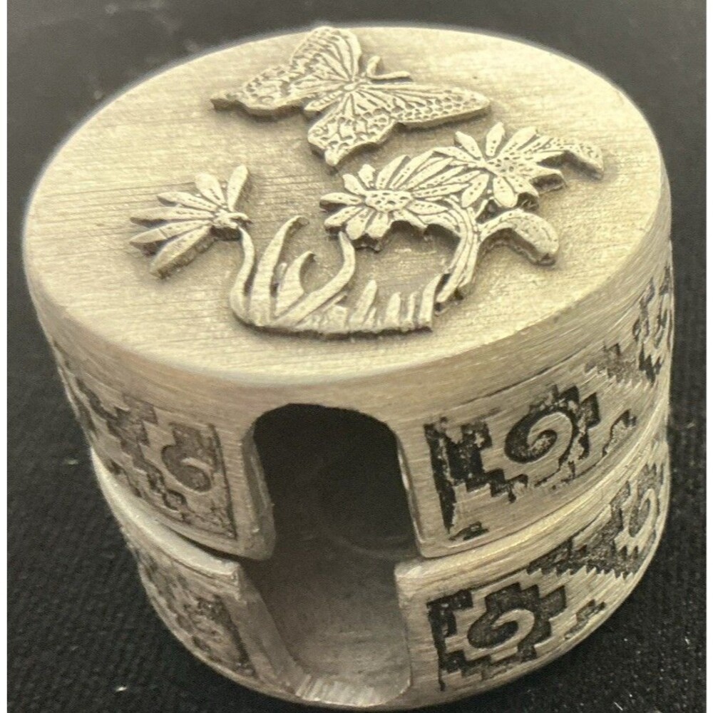 1980 Nautilus By Sinclair Pewter Butterfly Floral Trinket Box Vintage